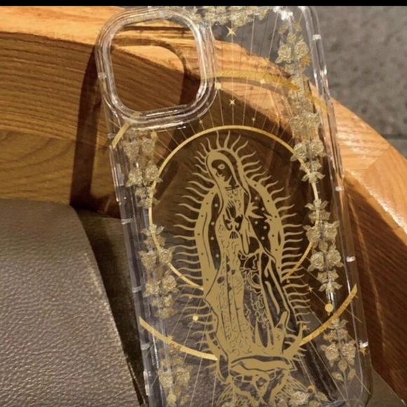 Our Lady and Cross Clear iPhone 15 Pro & iPhone 15 Plus Case - Picture 2 of 3